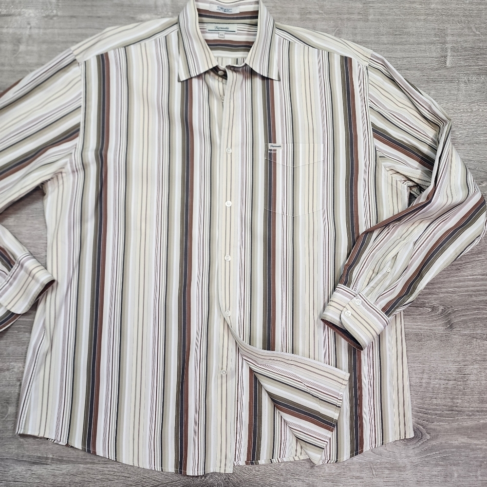 FACONNABLE Striped Men's Classic Dress Shirt Size XXL